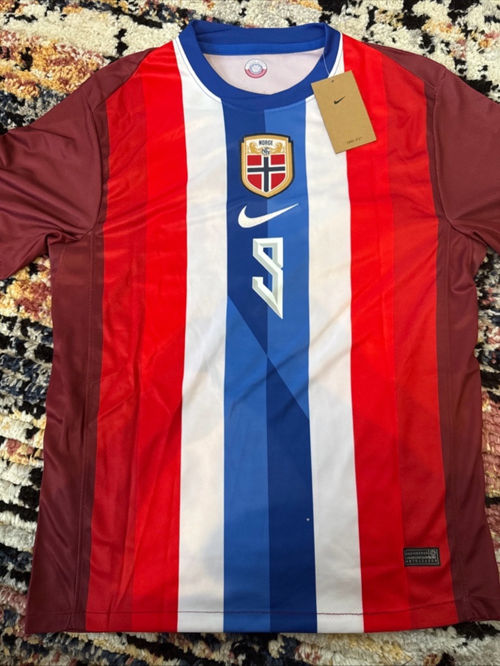 Nike White and Blue Soccer Jersey with Crest